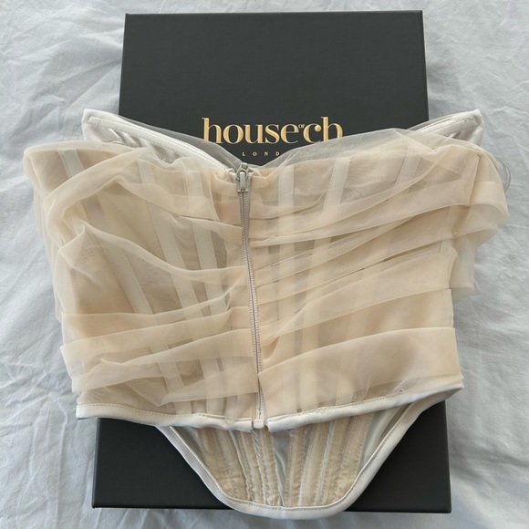 House of CB Cream Sheer Corset Melinda small white strapless - Picture 2 of 3